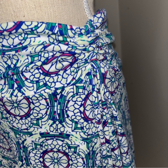 Soybu blue & teal medallion A Line Pull On Side Tie Yoga Waist skirt size Small - Picture 2 of 5